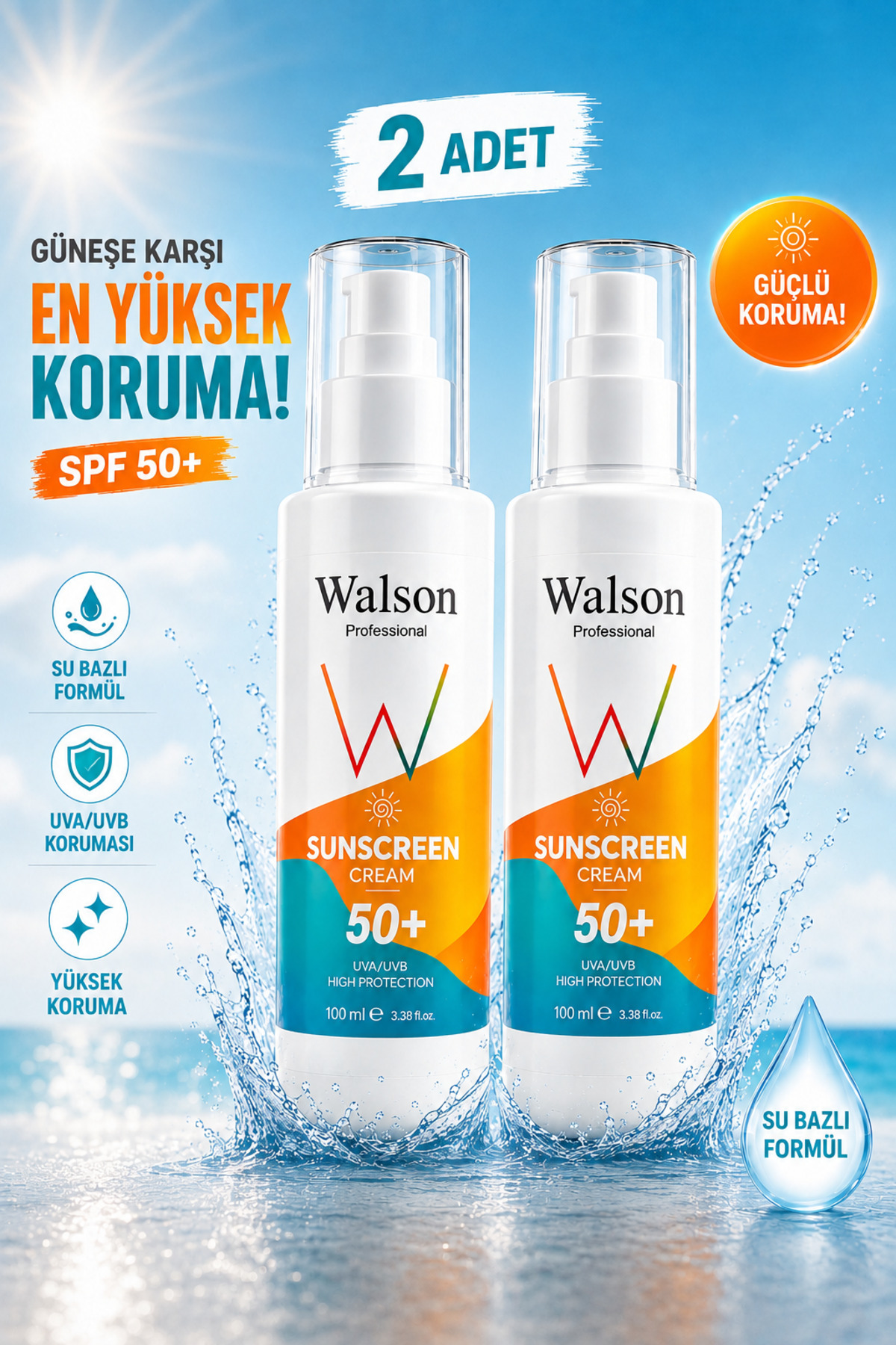 Güneş Kremi SPF 50+ Leke Karşıtı Yüksek Koruma (2 ADET) 100ml — 02