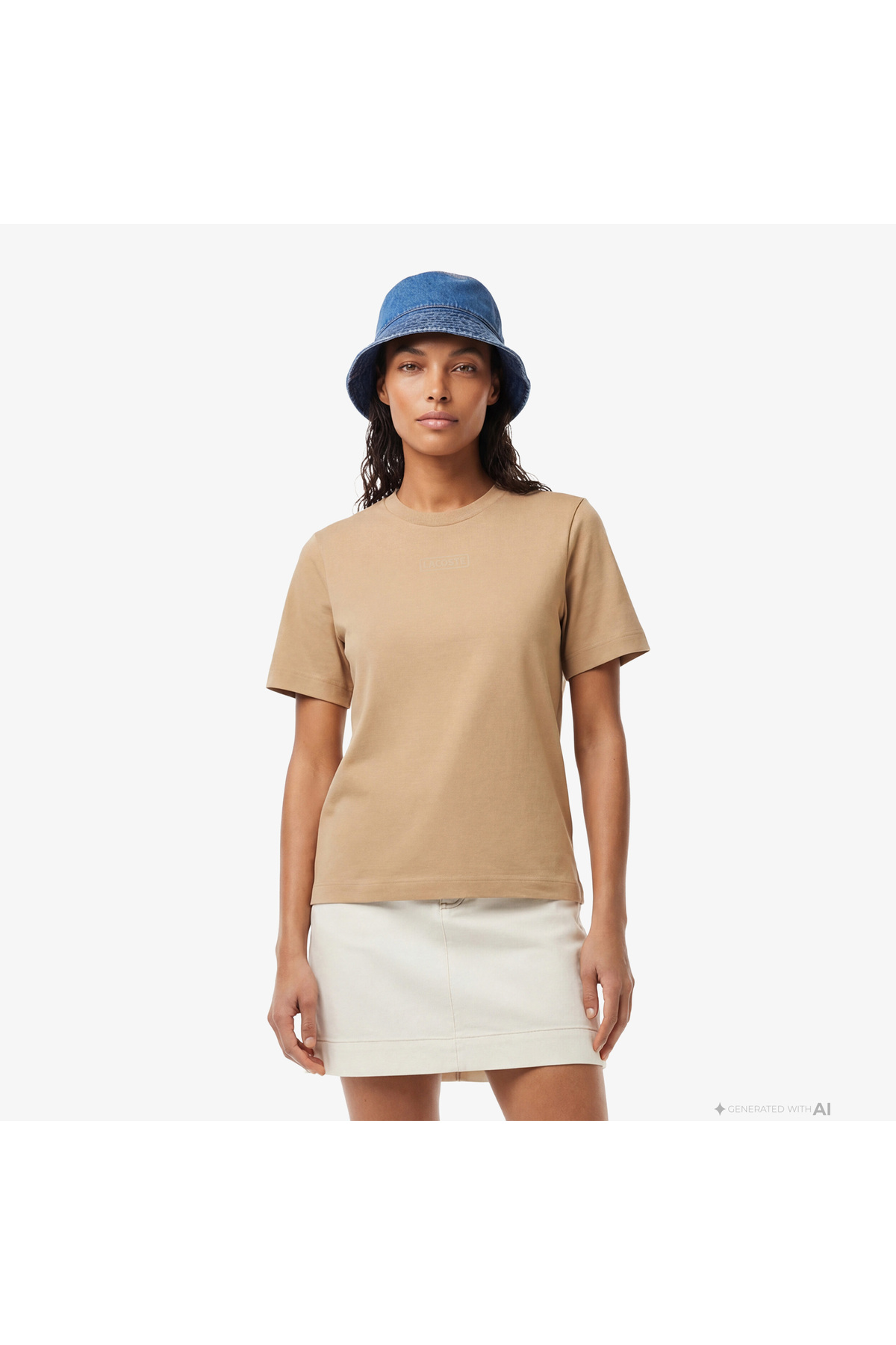 تیشرتزنانهLacosteرنگ کرم