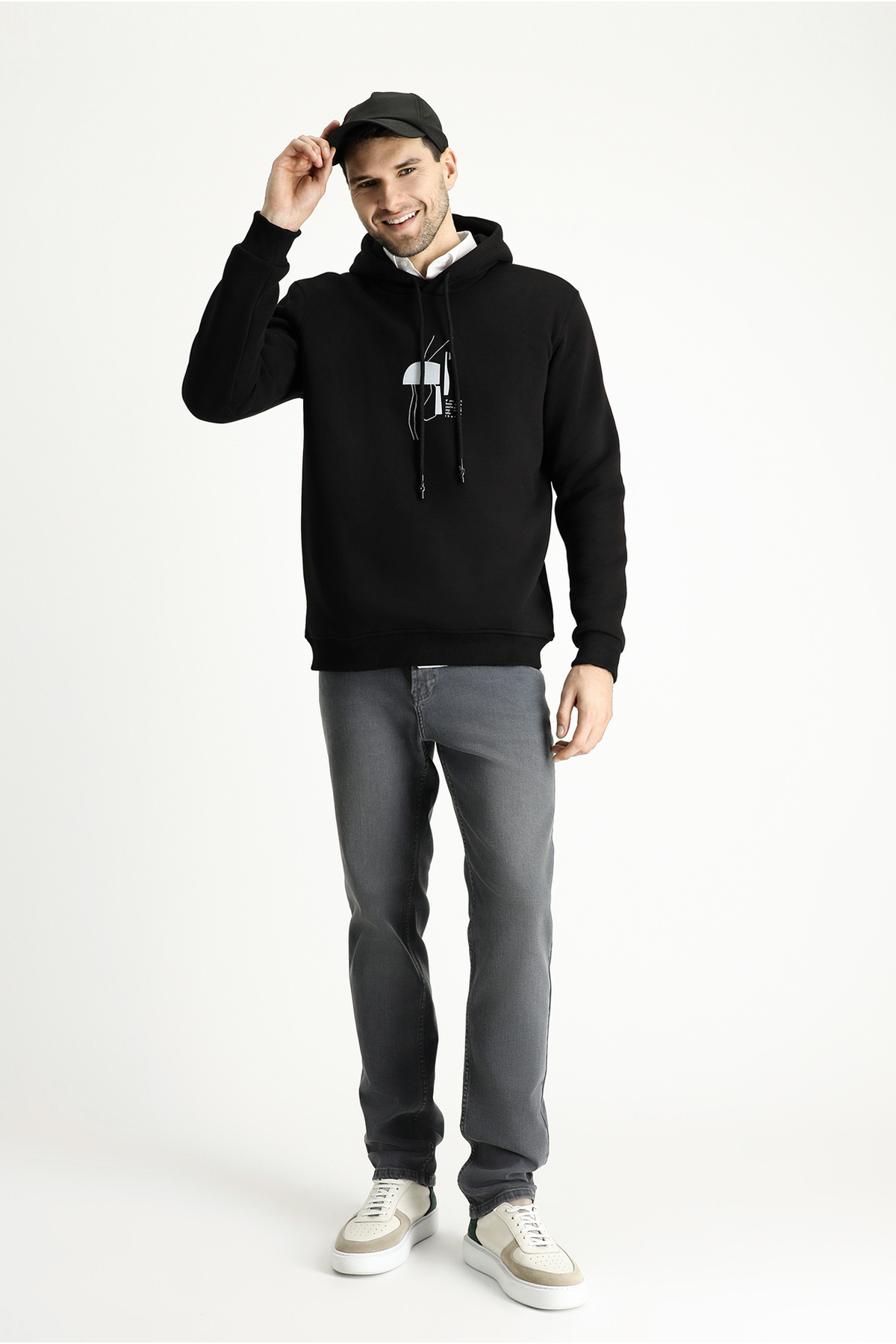 Kiğılı Regular Fit Kapüşonlu Baskılı Pamuklu Sweatshirt görsel 2