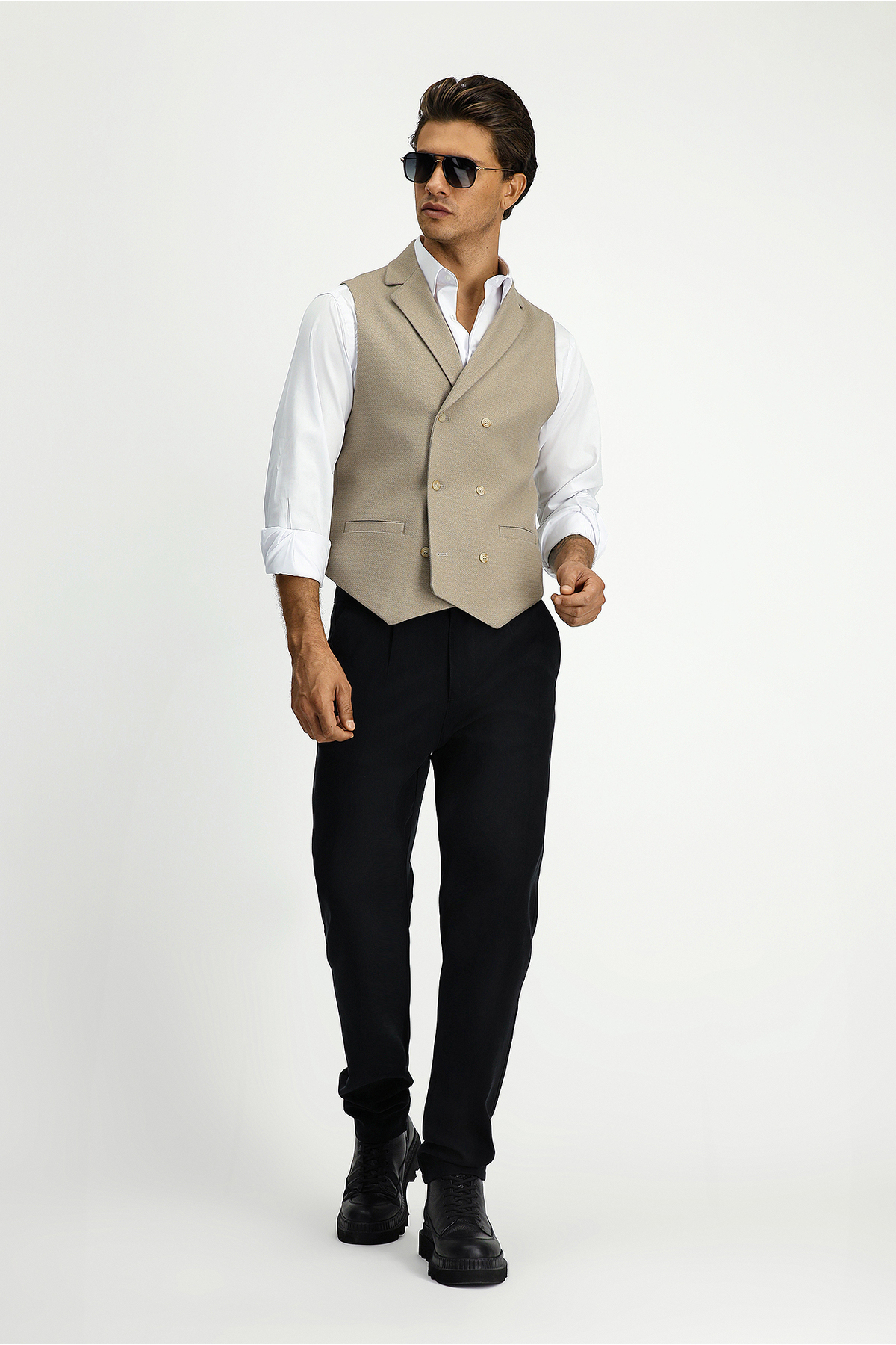 Kiğılı Slim Fit Dar Kesim Desenli Klasik Kruvaze Yelek görsel 3
