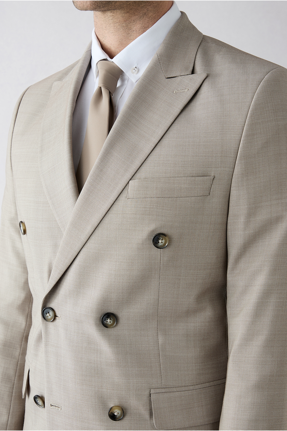 Kiğılı 7 Drop Slim Fit Dar Kesim Sivri Yaka Yünlü Kruvaze Kapama Takım Elbise görsel 3