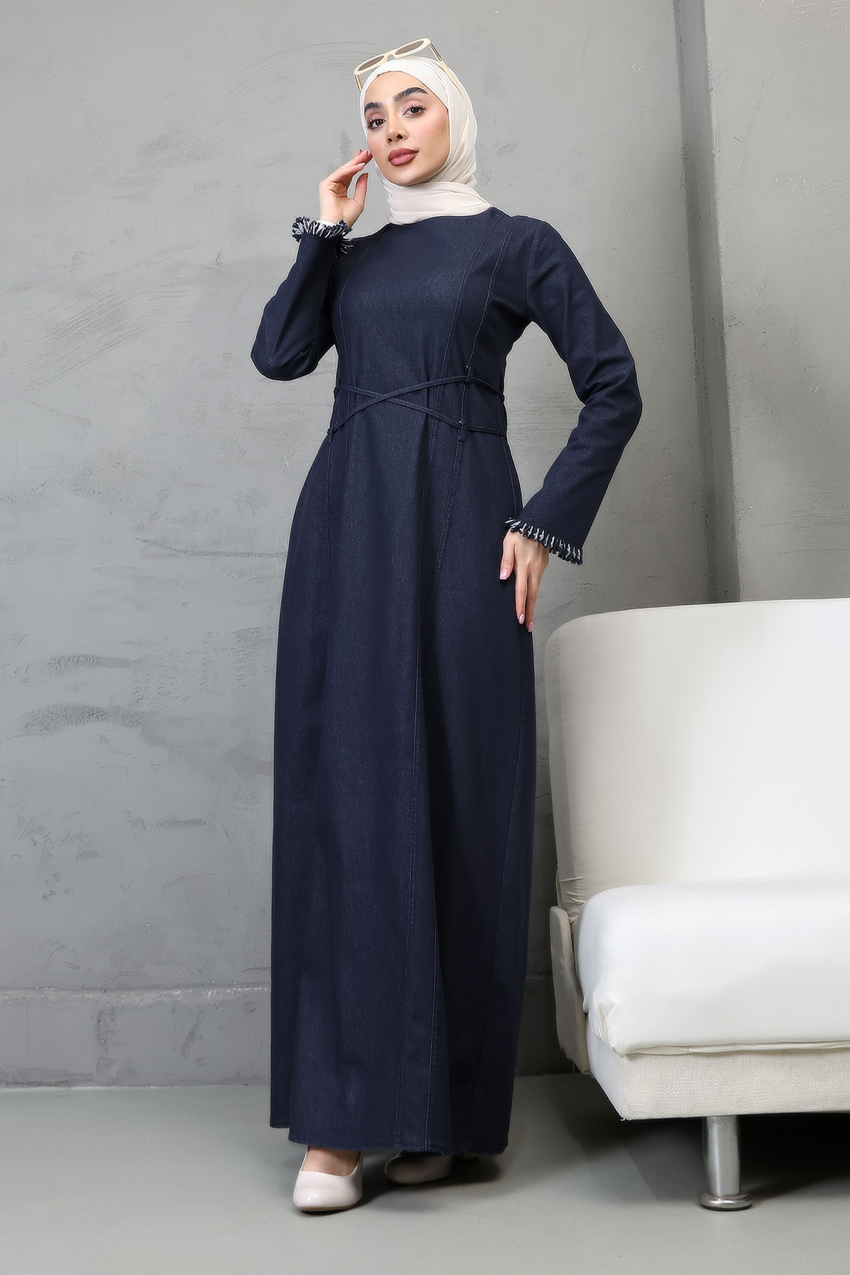 Pure Class Women's Denim Elegant Tie Dress