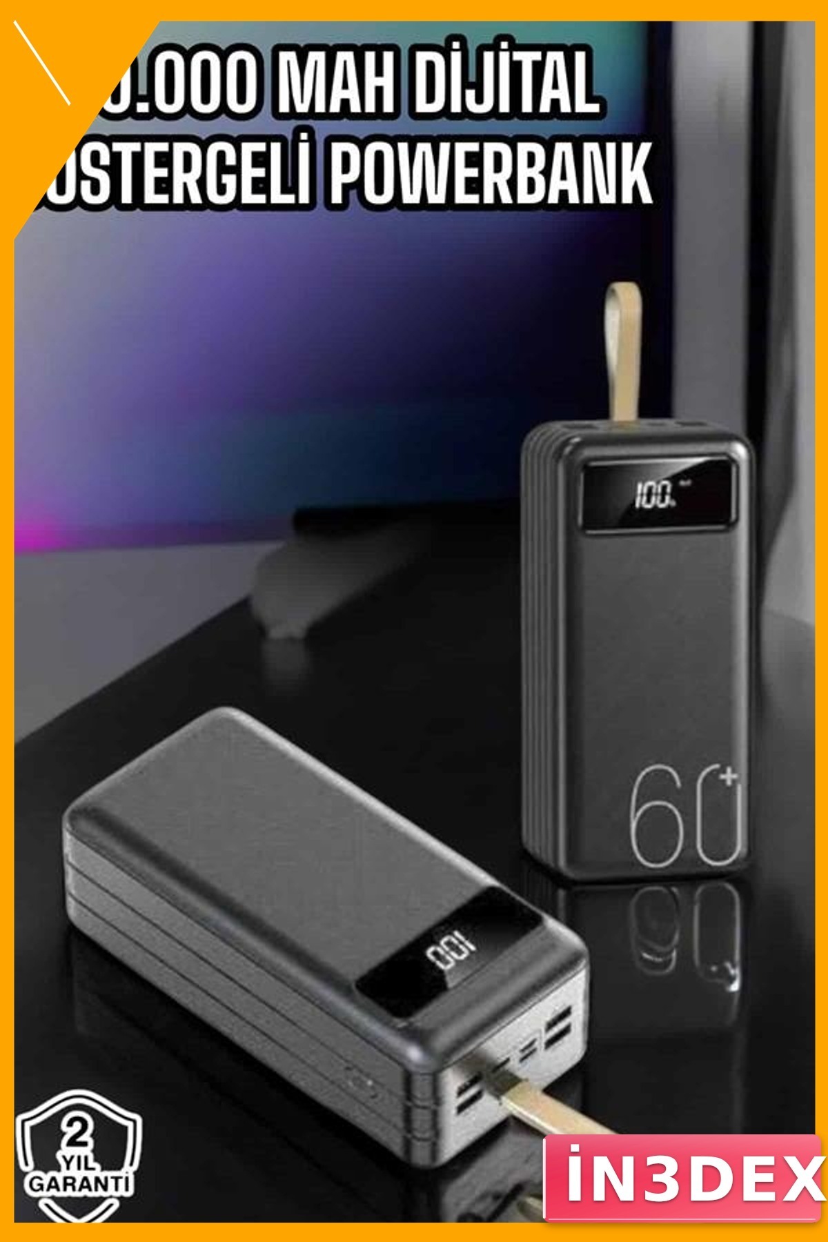 60.000 mAh Hızlı Şarj Powerbank 4 Çıkışlı Dijital Göstergeli