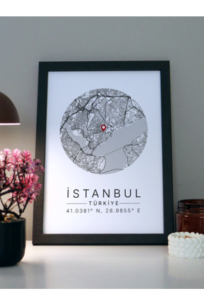 NovaFlow Kişiye Özel Şehir Haritası Çerçeveli Poster Tablo - Nişan, Evlilik v...