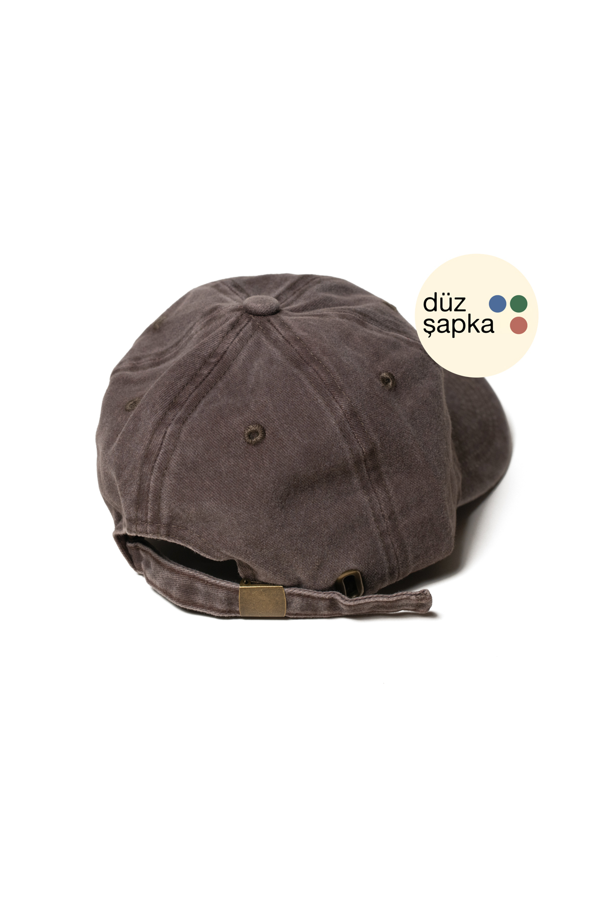 düz şapka studio Düz Şapka | Kahverengi Yıkamalı Kep Şapka - Minimalist, Logosuz ve Yazısız görsel 4