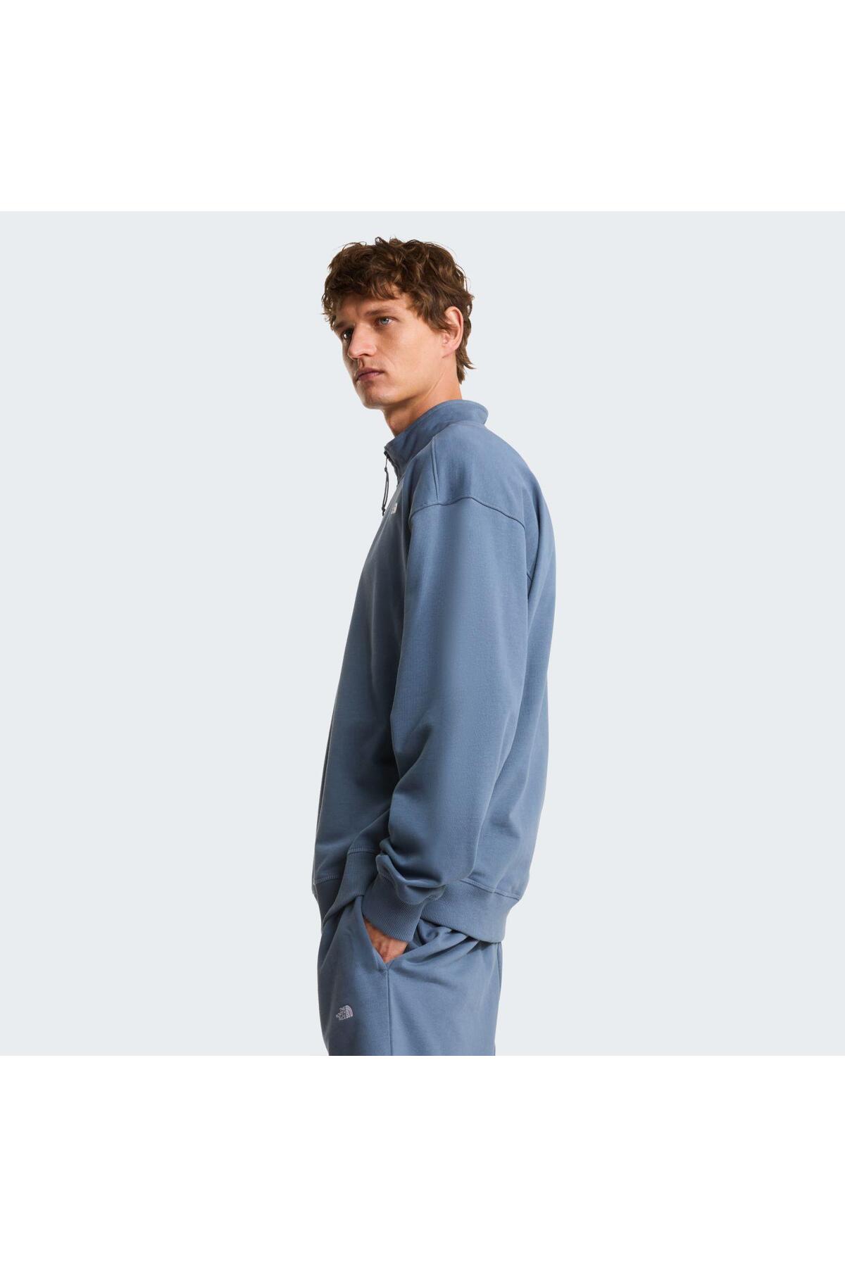 THE NORTH FACE U ESSENTIAL LIGHT RELAXED 1/4 ZIP CREW Unisex Sweatshirt NF0A8GQF0U31 Gri-M görsel 4