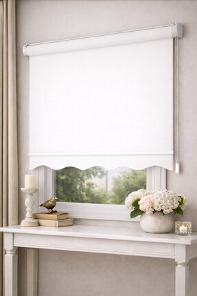 Yznhome kırık Beyaz Zebra Stor Perde Güneşlik Eteği Dilimli İthal Kumaş