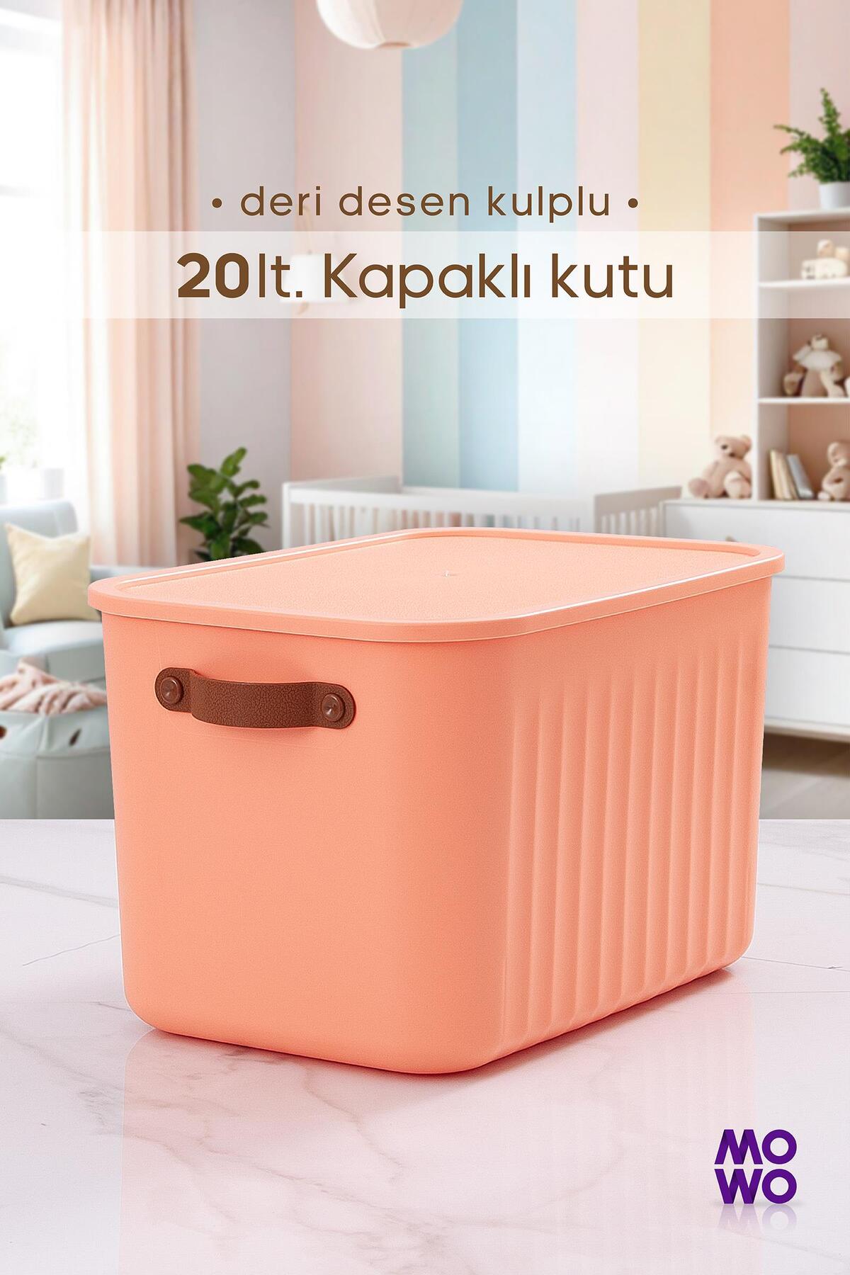 BigBox 20 Lt 1 Piece Salmon Cabinet Organizer Storage Box Basket Organizer Toy box with Handle