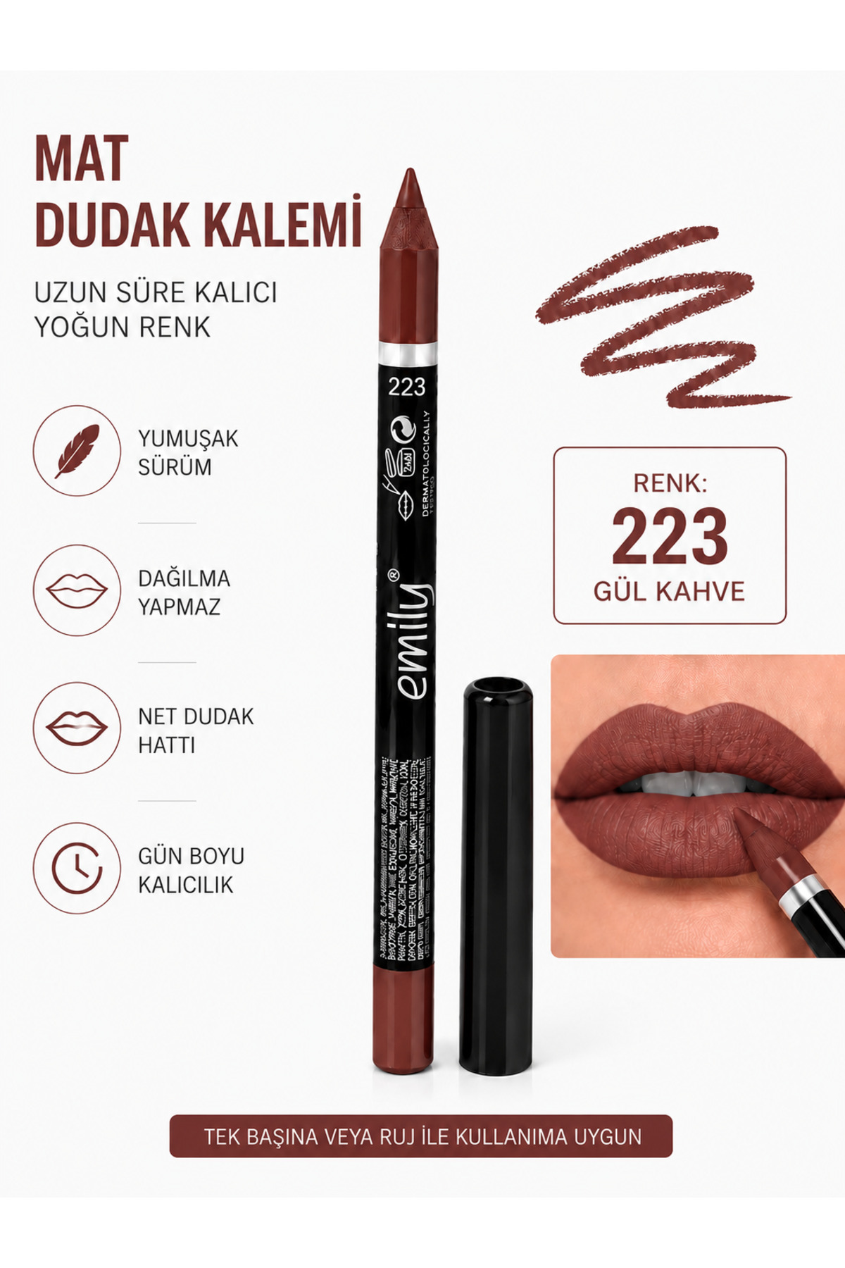 Emilly Mat Dudak Kalemi (223) GÜLKAHVE — زرشکی ddk0223