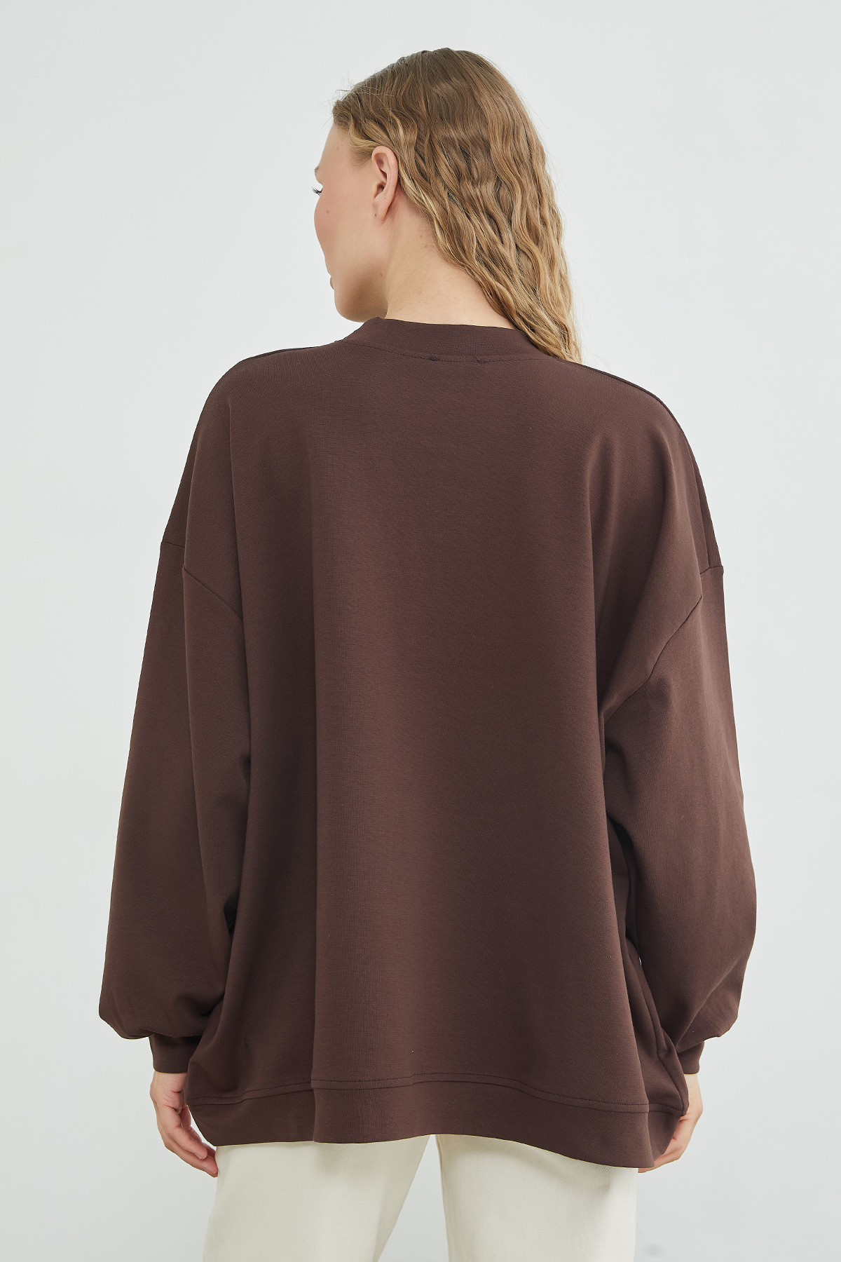 Fulla Moda Basic Bisiklet Yaka Oversize Sweatshirt görsel 8