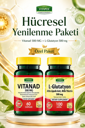 Vitapol Vitanad L-Glutatyon Hücresel Yenilenme Paketi 2'li Nad Glutatyon