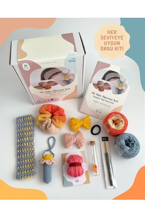 Sloop Me Time Aksesuar Seti Örgü Kiti (3 Parça: Bandana, Toka, Çanta Süsü) Ör...