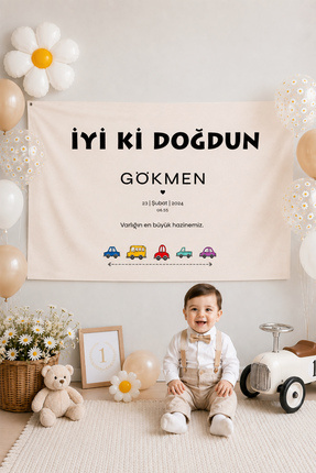 Narelinse Araba Temalı Kişiselleştirilebilir Büyük Ebat Birinci Kalite İyi Ki...