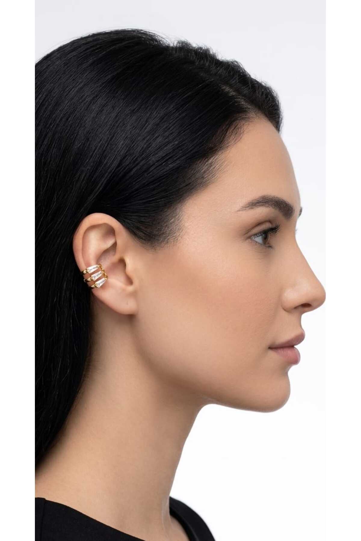 Triology Işıltısı Baget Taşlı Kıkırdak Küpe (Earcuff)
