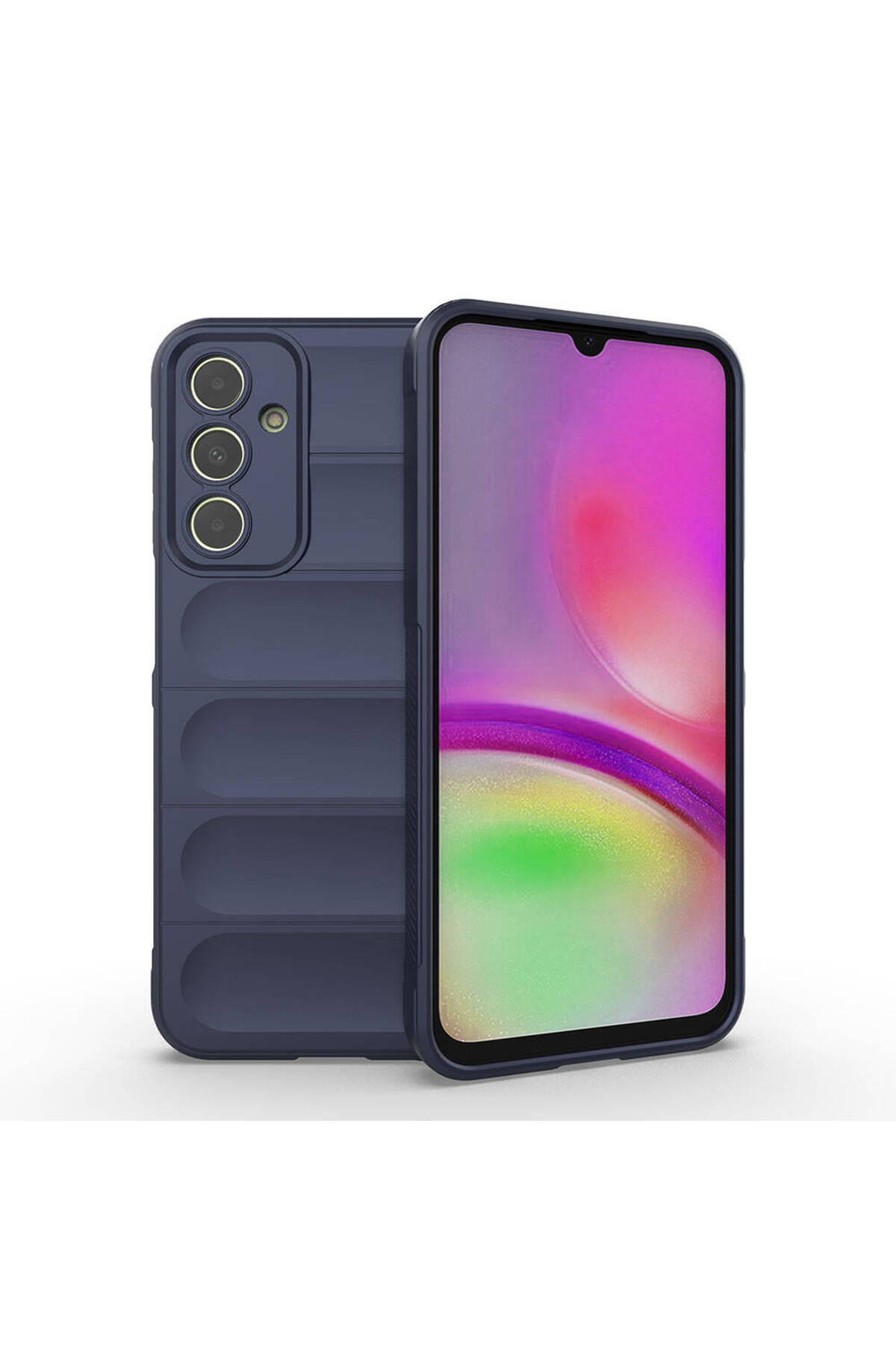 Galaxy A25 Kılıf Esnek TPU Oyuklu Arka Yüzey Tasarımlı HNZM Etnik Silikon Kapak - Lacivert