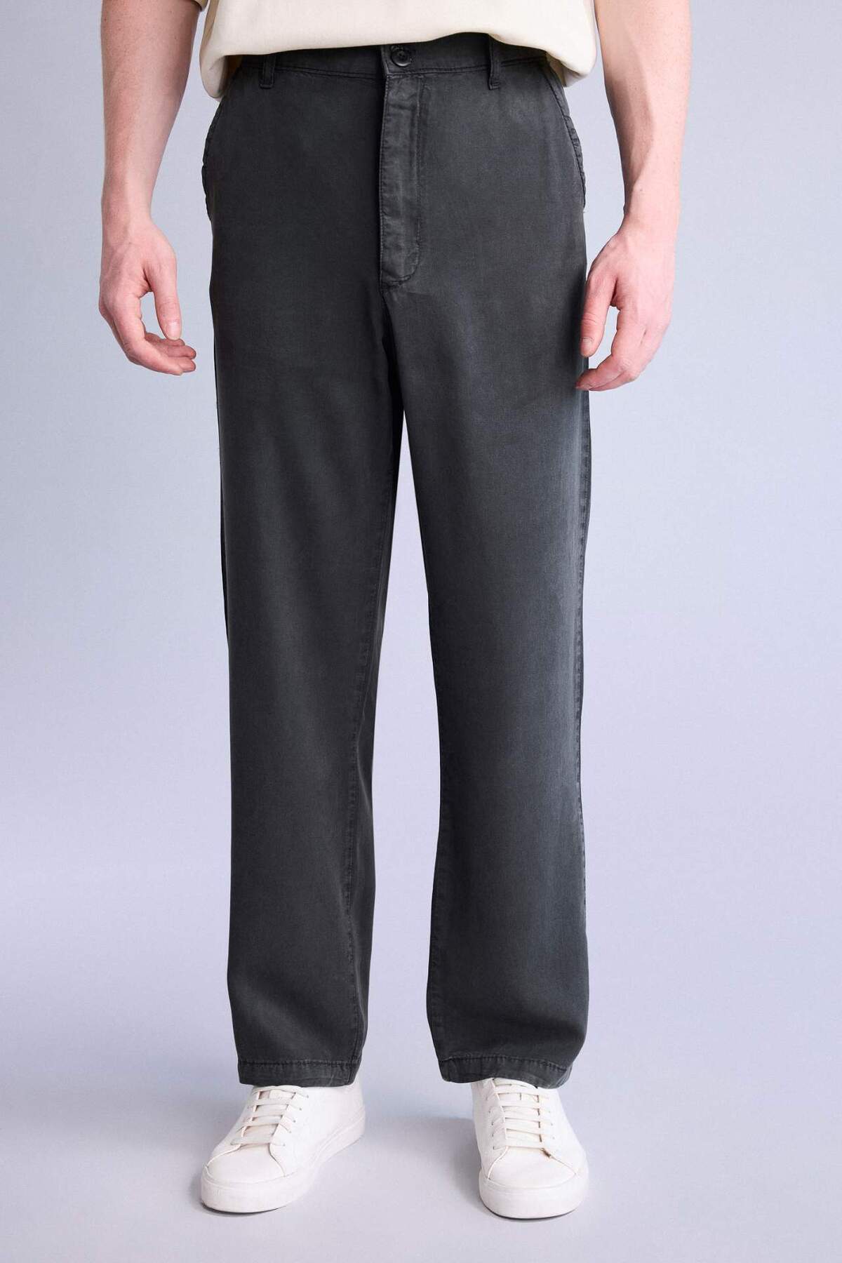 Nefes Alabilir Relax Fit Yıkanmış Efektli Pantolon H5899AX26SM — خاکستری — تصویر 4 از 7