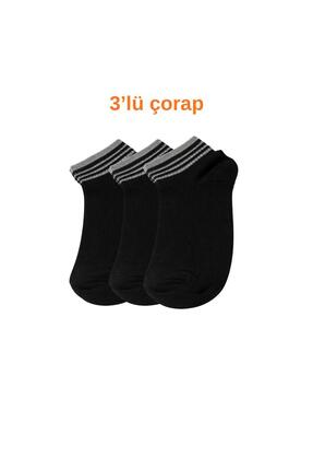 hür socks 3'Lü Siyah Mikro Patik Çorap - Unisex Çorap - Patik Çorap-