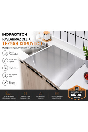 İnoprotech Paslanmaz Tek Bükümlü Metal Tezgah Koruyucu Ve Kesme Tahtası 60*50...