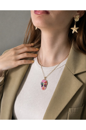 MARCİELO Accessories Çelik Kadın Kolye - Artistic Face Tasarımlı Kadın Kolye