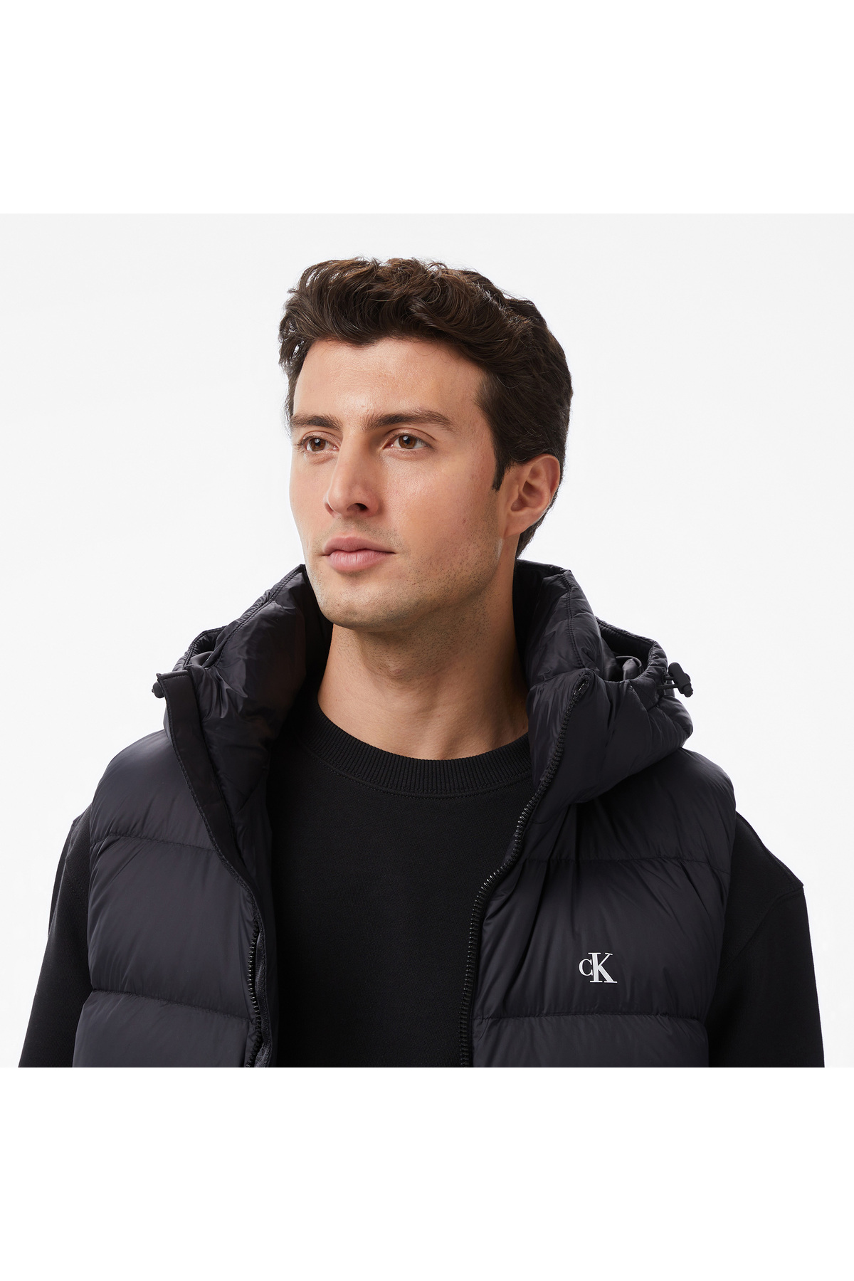 Calvin Klein Erkek Kapşonlu Yaka Fermuar Kapama Kolsuz Kapitoneli Cep Detay Siyah Yelek LV04RD531G-UB1 görsel 4