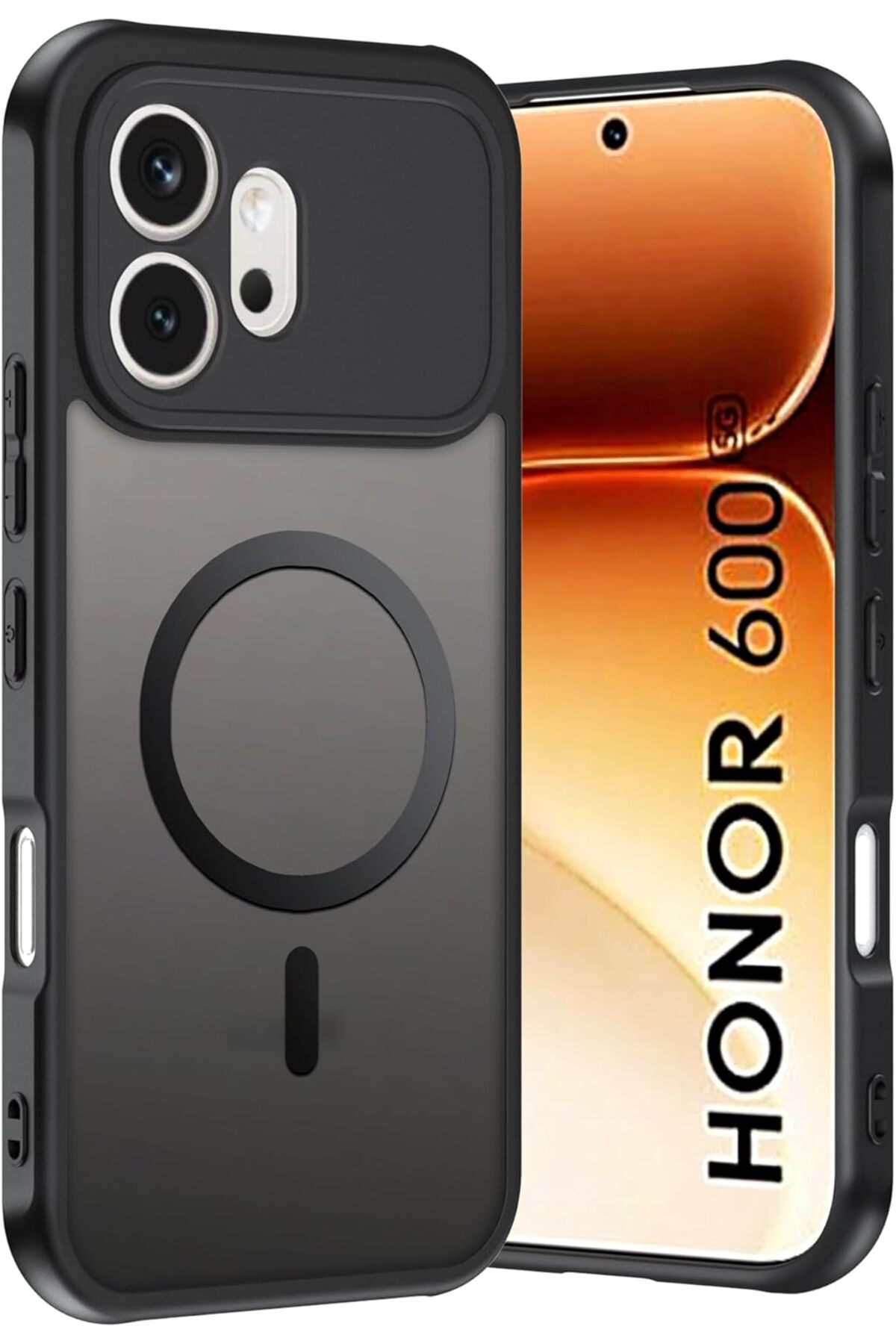 Honor 600 5G Compatible Case Camera Surround Protection Matte Black Magsafe Charging Supported Cover