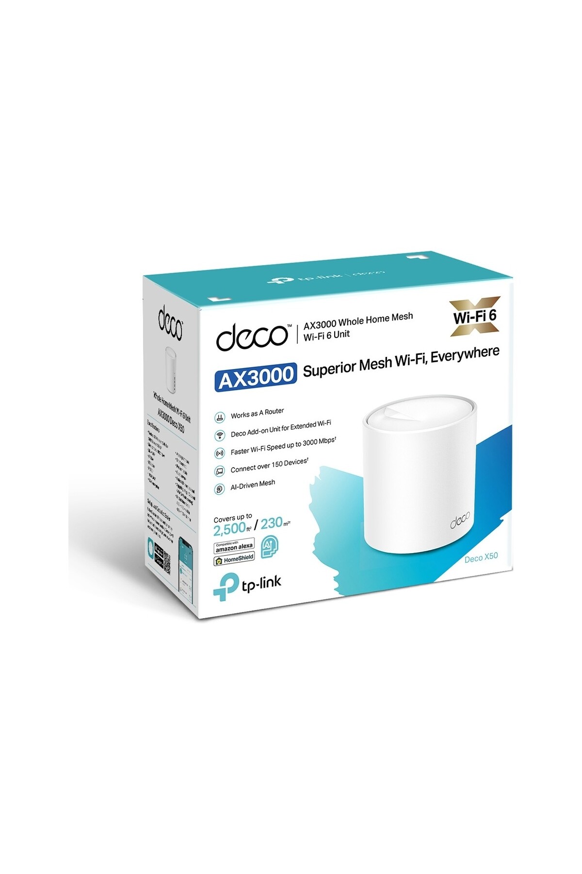 Tp-Link Deco X50 (1-Pack) | Wi-Fi 6 Mesh Sistemi | AX3000 Mbps Hız