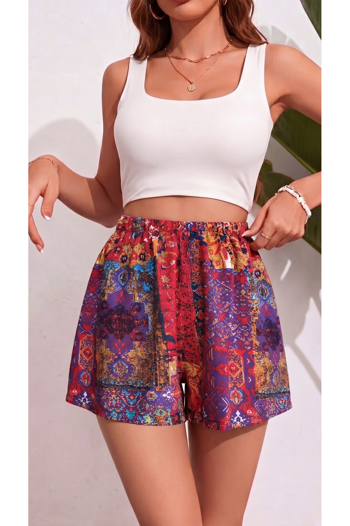 Women's Casual High Waist Viscose Shorts