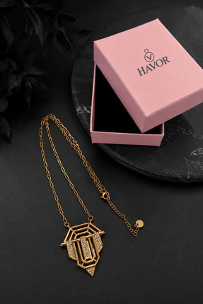havor Paslanmaz Kararmaz Çelik Zincir Gold Renk Zirkon Taşlı Serenay Kolyesi
