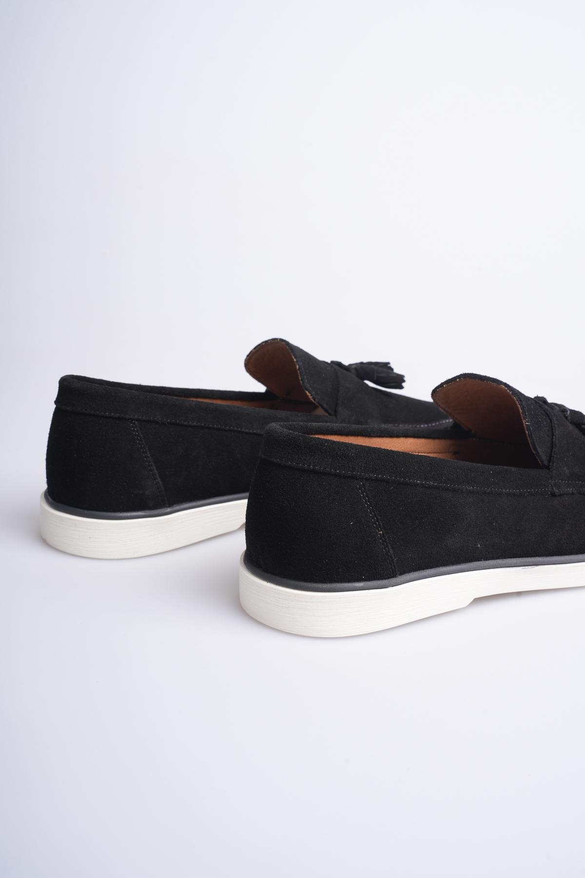 Fame Step Hakiki Deri Erkek Loafer Ayakkabı Siyah Süet Günlük Rahat Casual Mokasen Püsküllü Siena görsel 3