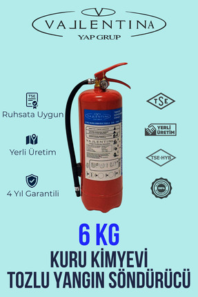 VALLENTİNA 6 Kg Kuru Kimyevi Tozlu Yangın Söndürme Tüpü TSE-HYB/CE BELGELİ 4 ...