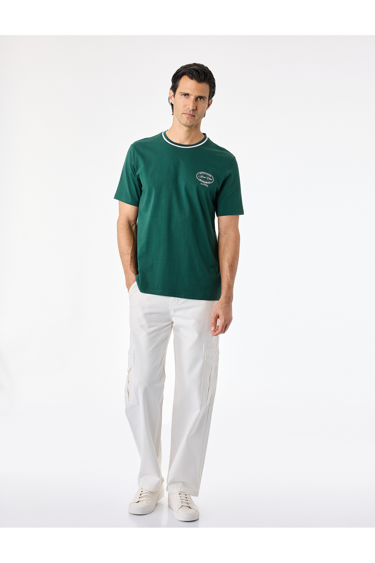 Koton Cotton Regular Fit Crew Neck Short Sleeve T-Shirt with Back Print