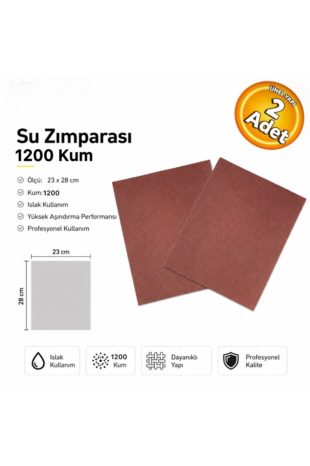 Sia S1200 Su Zımparası 1200 Kum 23x28 cm Sulu Zımpara Tabaka (2
