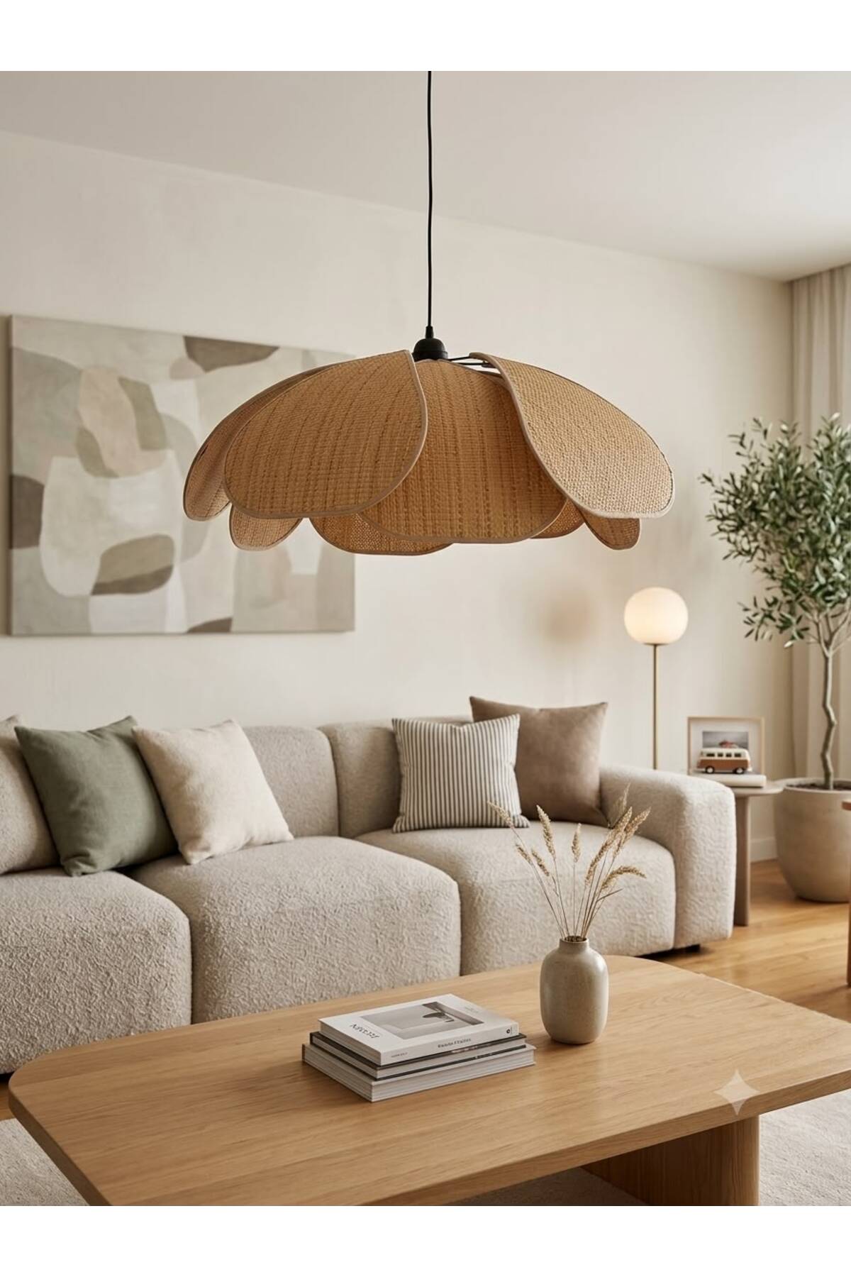 Modern Design Flower Pendant Rattan Vintage Rustic Boheme Living Room Living Room Kitchen Chandelier