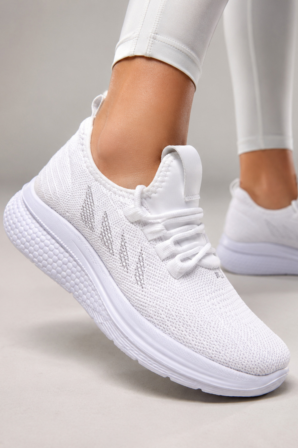 Encool Kadın Full Beyaz Sneaker Spor Ayakkabı, Hafif ve Rahat Günlük Kullanım | Nefes Alabilen Fileli Yürüyüş Ayakkabısı görsel 5