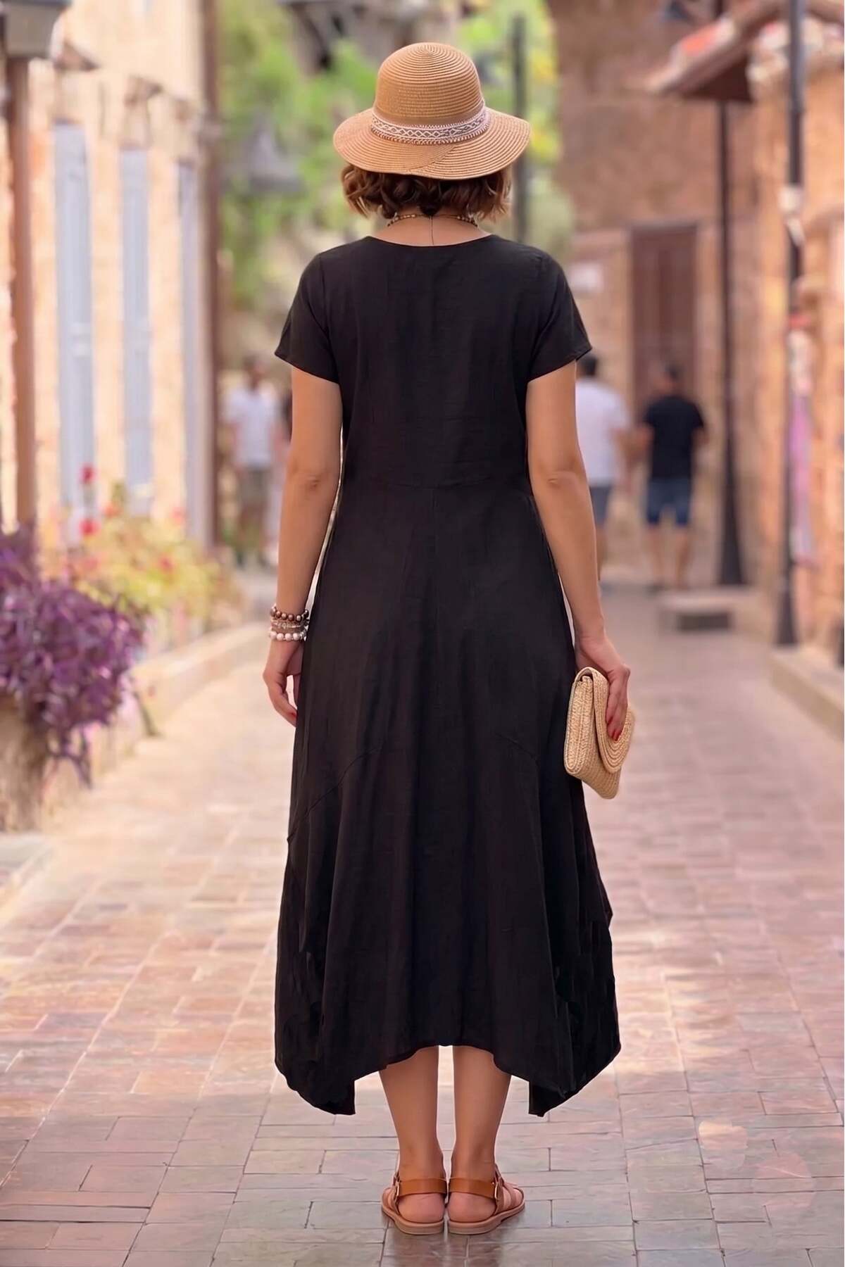 Nevin Kaya Moda  Siyah Etnik Nakışlı Şalvar Elbise - Görsel 3