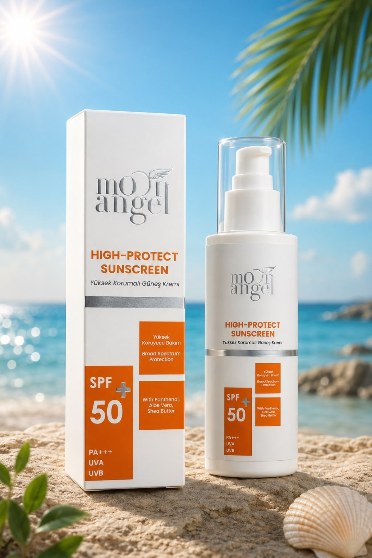 MOON ANGEL Güneş kremi SPF 50+ PA+++ UVA/UVB Spektrum Koruma Nemlendirici Yüz ve Vücut Güneş Koruyucu 50 ml — 8685218400921