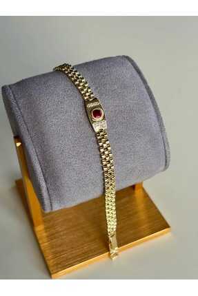 CM Jewelry BORDO TAŞLI VİNTAGE CM MARKA ÖZEL SERİ KADIN GOLD BİLEKLİK