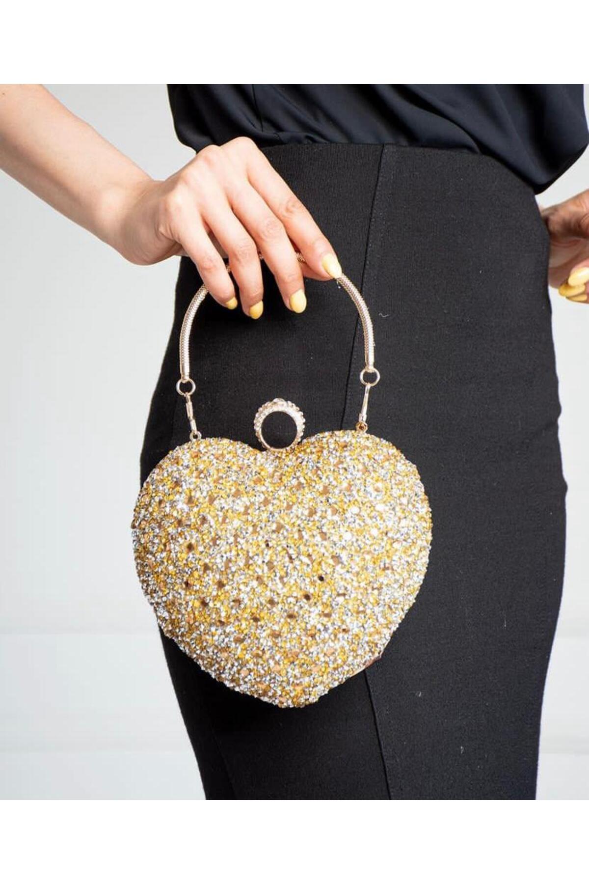 Women Scholarship Hand and Cross Chain Long Strap Rose Evening Bag