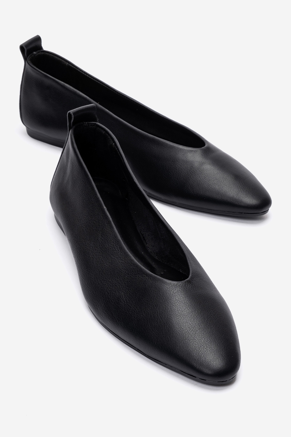 LuviShoes JENAS Siyah Cilt Hakiki Deri Kadın Babet Ayakkabı