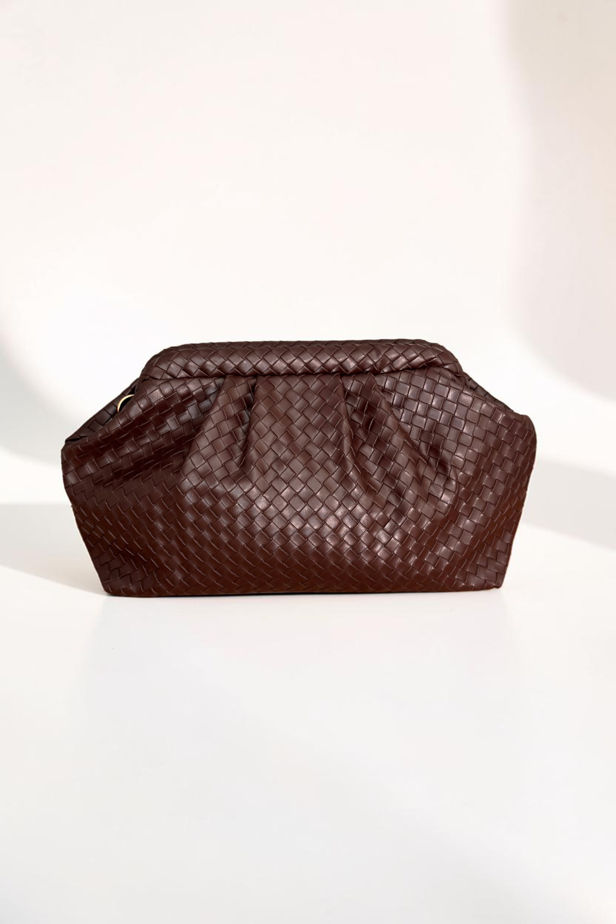Classbag Kadın Kahverengi Örgü Desenli Portföy&Clutch ve Ayarlanabilir Askılı Omuz Çantası görsel 3
