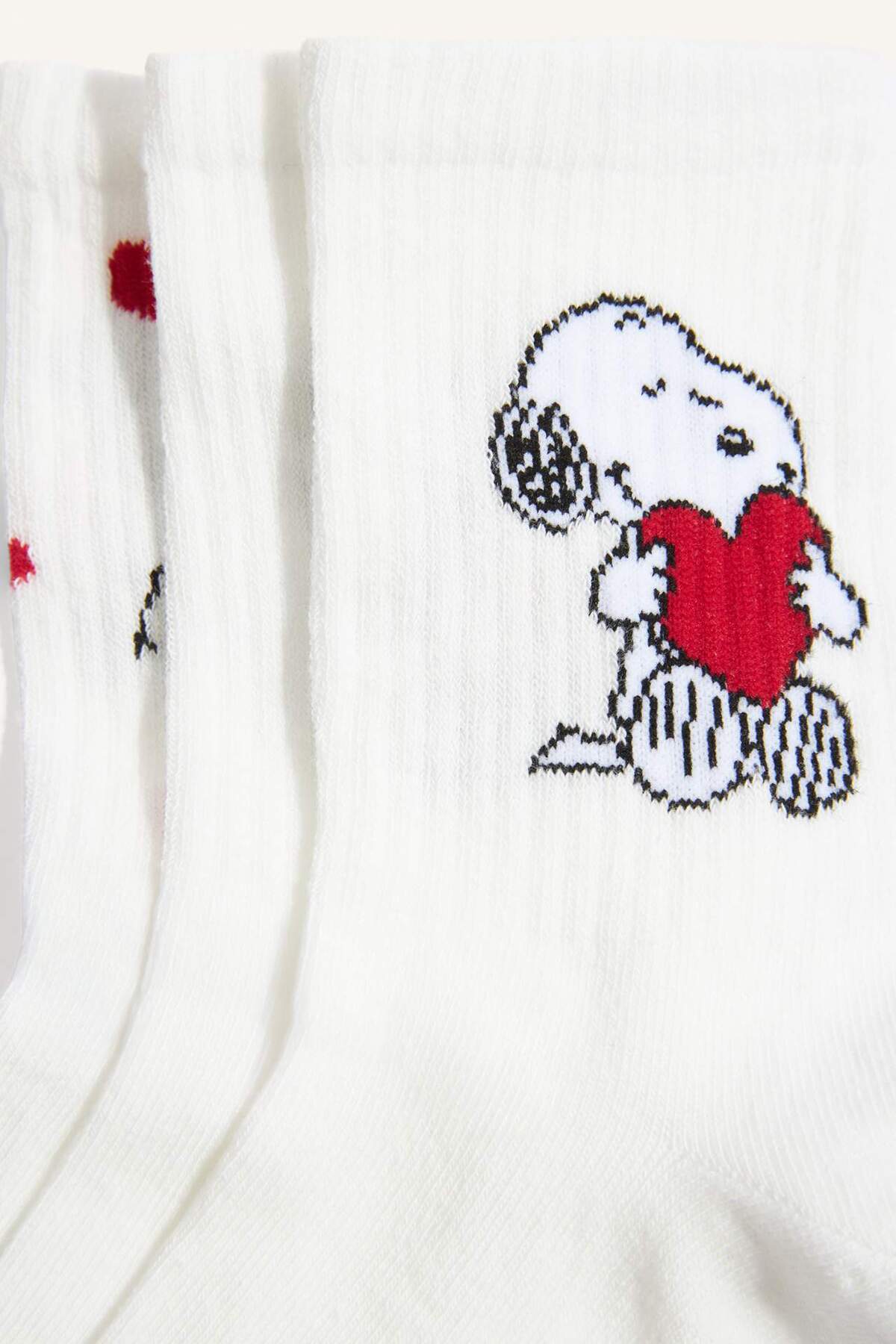 DeFacto Kadın Snoopy Lisanslı 3'lü Pamuklu Uzun Karma Çorap H4950AXNS görsel 3