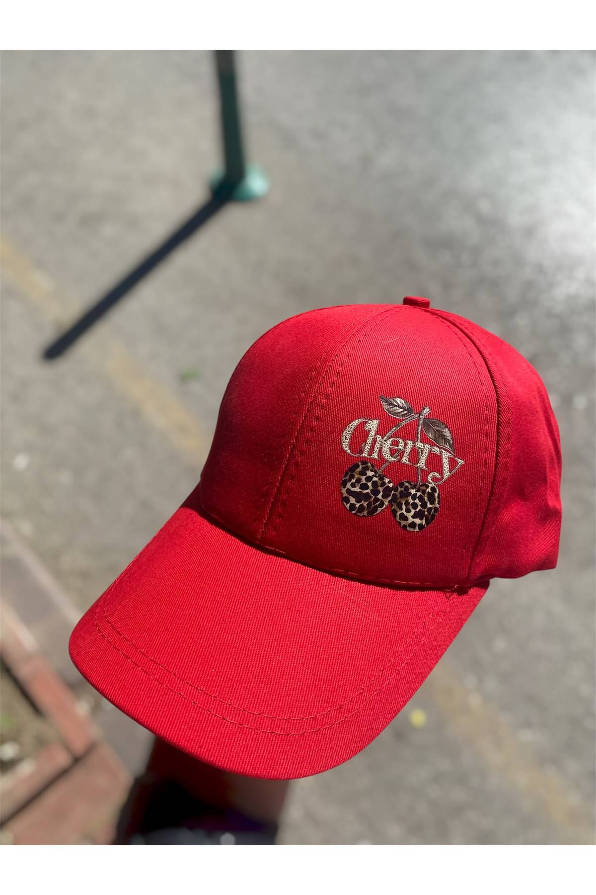 sf collection Cherry Baskılı Kadın Spor Şapka - Ayarlanabilir Pamuklu Cap görsel 2