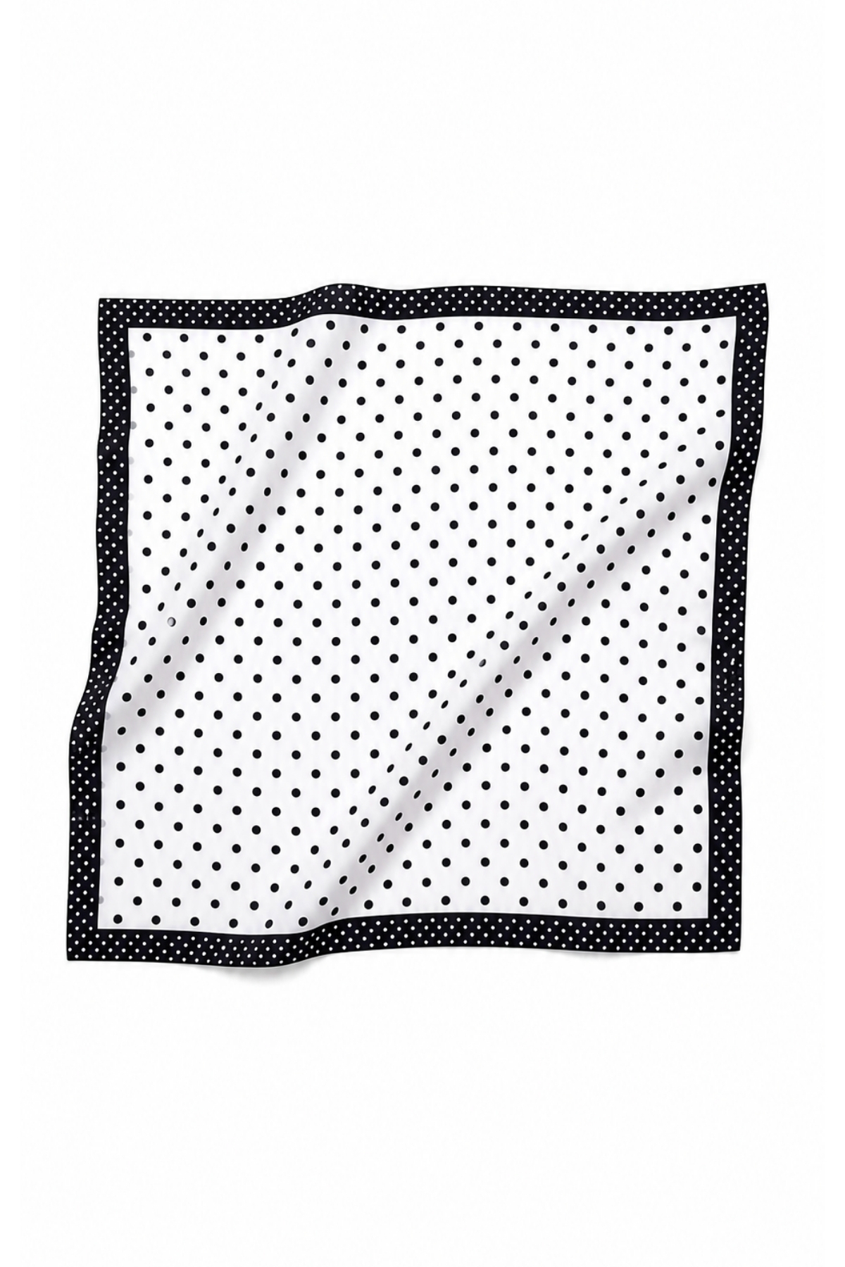 tarzınısec Tarzını Seç Siyah Beyaz Puantiyeli Siyah Çerçeve Desen Fular 70x70 cm görsel 6