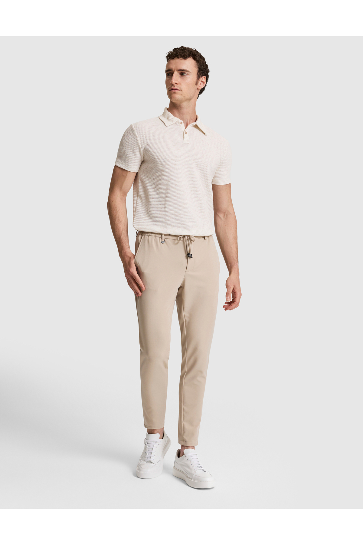 شلوار کلاسیک جاگر بژ با کمر کشی 50324220-VR011 پیر کاردین شلوار Pierre Cardin