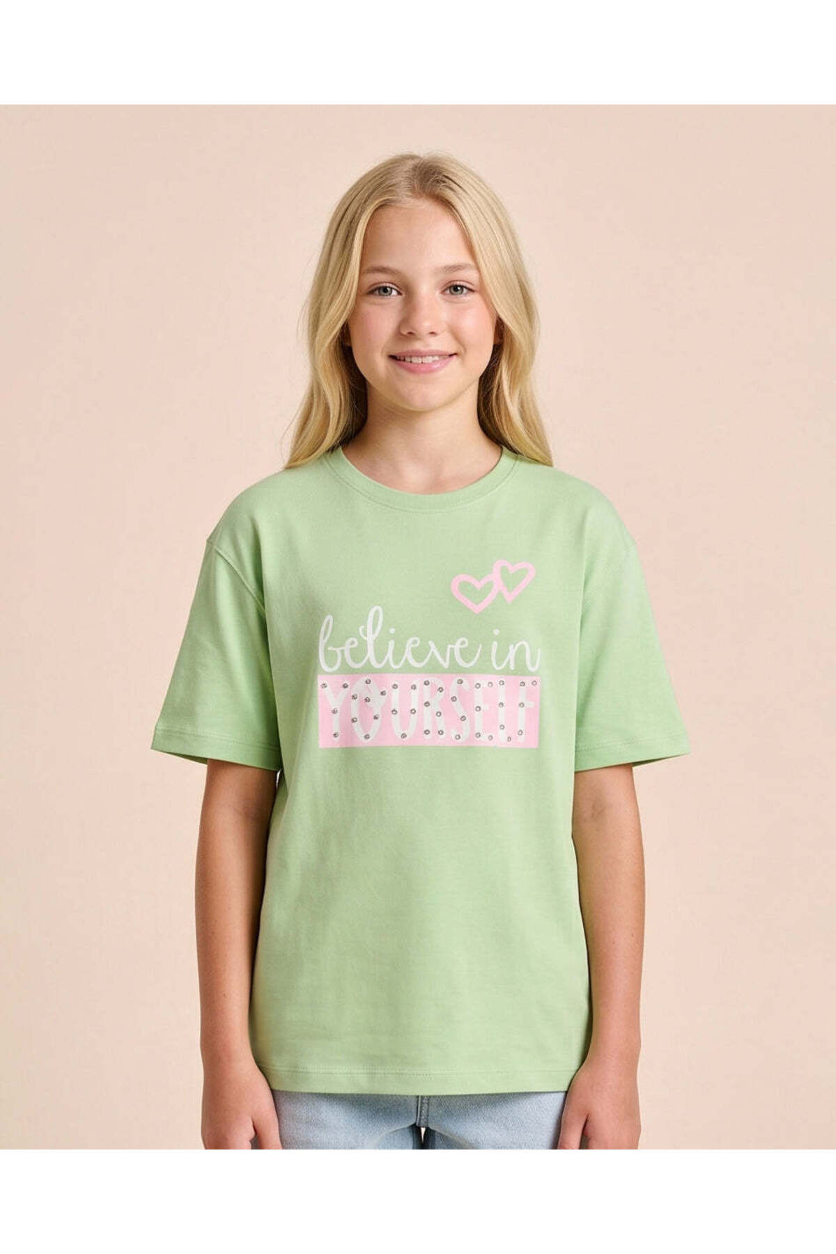 REDTAG Girls Senior Mint Graphic Boxy T-Shirt