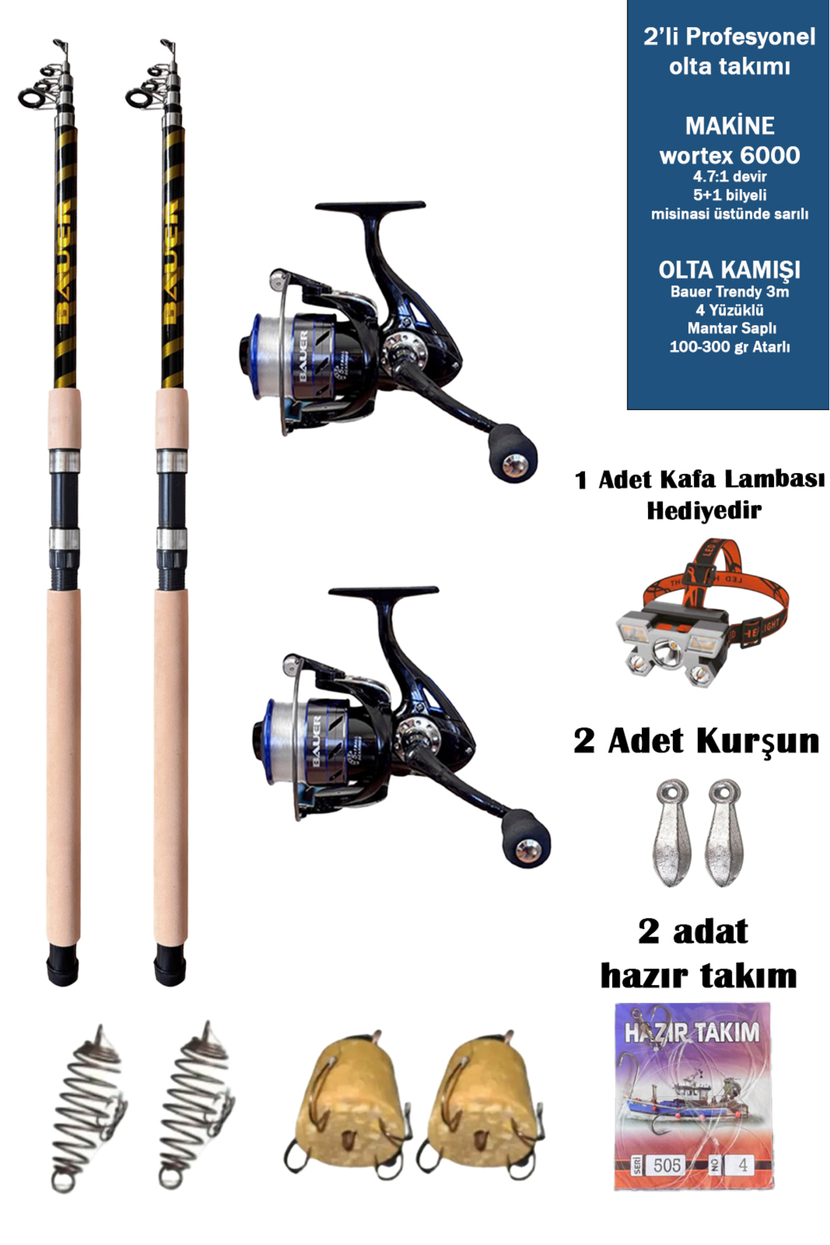 ALASTOR Profesyonel Sazan Olta Seti 2'Lİ Set 100-300 Atarlı Olta