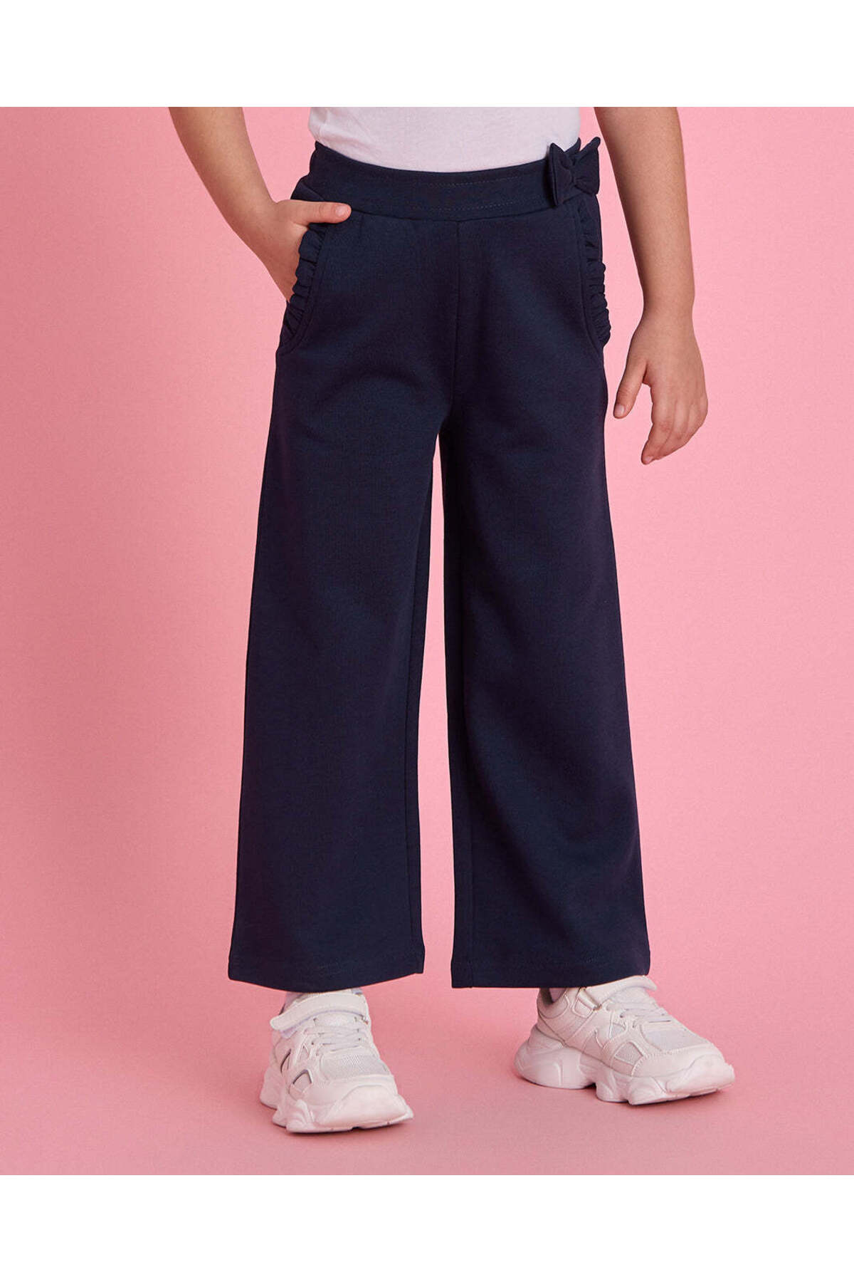 REDTAG Girls Navy Wide Leg Trousers