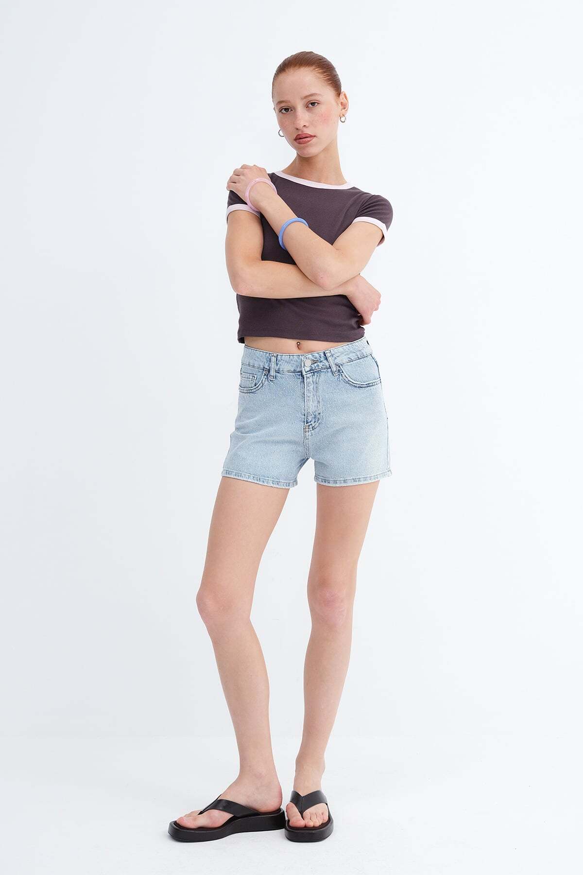 Addax Stoned Denim Shorts Ş1010- Trendyol
