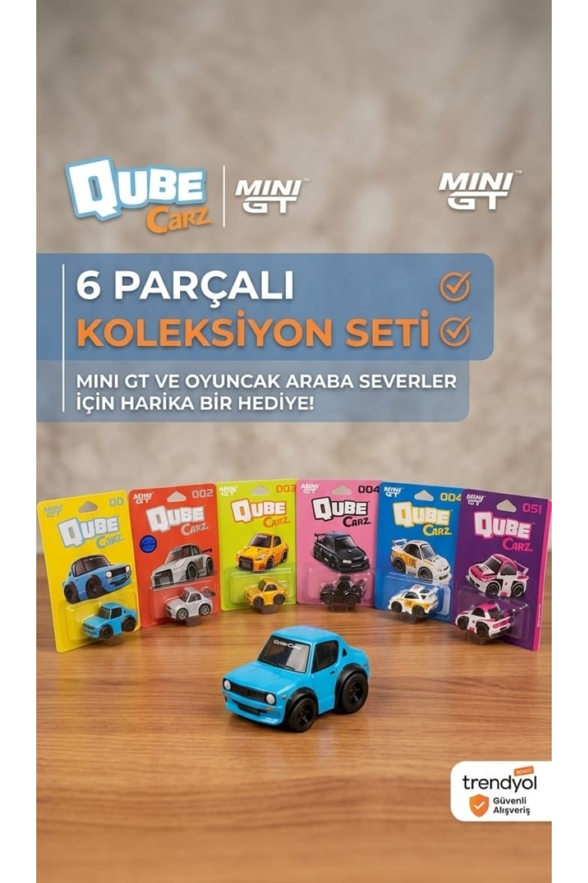 TOYTOPIA Mini GT Qube Carz 6 Araç set (kapalı koli chase çıkabilir