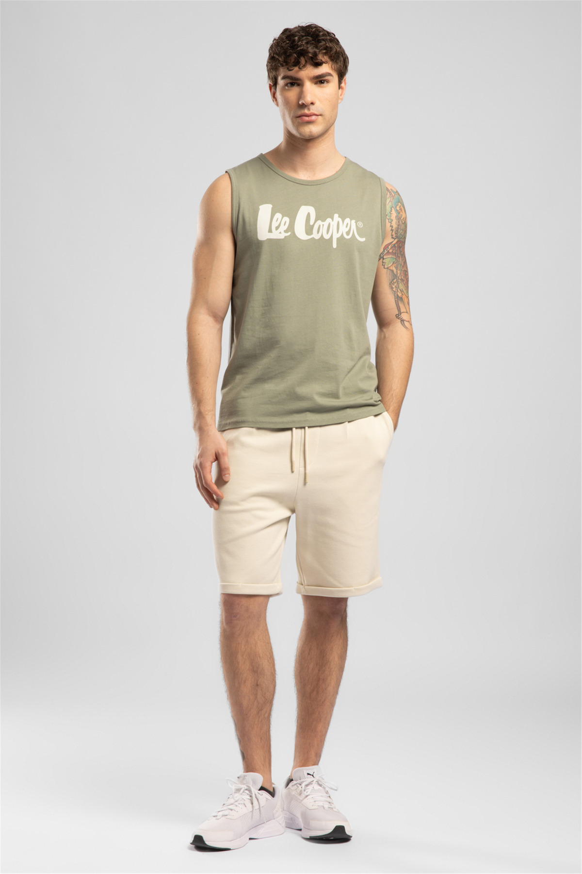 Summer Men's Regular Fit 100% Cotton Printed Crew Neck Singlet Green